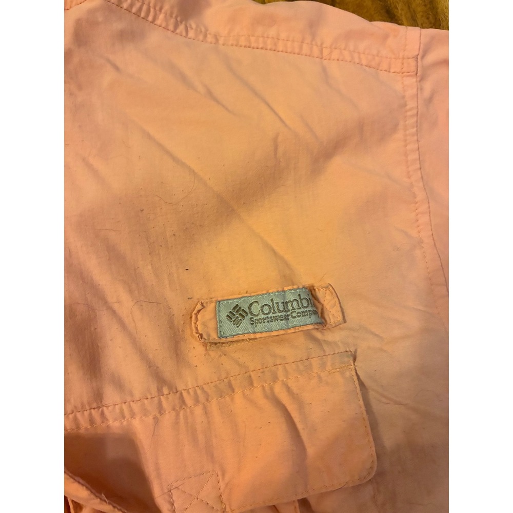 Columbia PFG Fishing Shirt Mens Large Peach Orange Short Sleeve Button Down Gorp - Picture 2 of 13